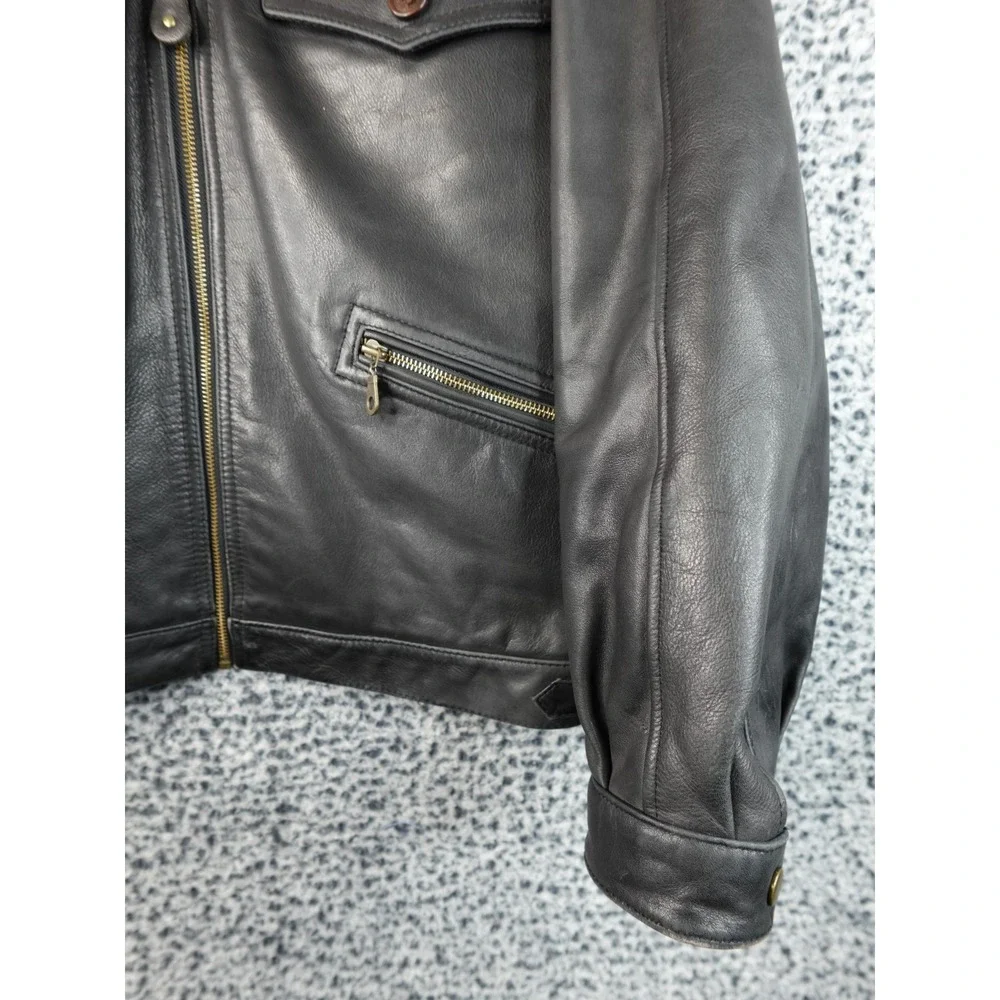 Banana Republic Men's Black Leather Jacket Size 38 Korea Made‎ Vintage Bomber